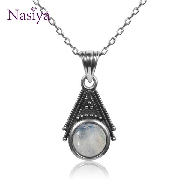 

classic special design 6mm natural moonstone pendant necklace with 45cm silver chain wholesale casual 925 silver jewelry gifts