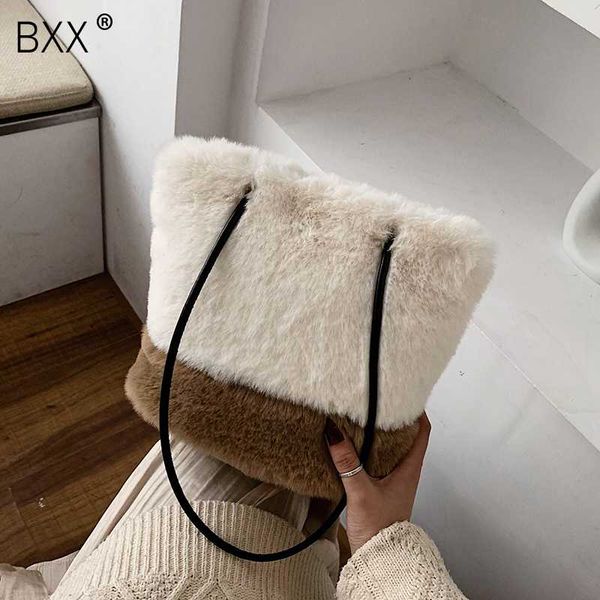 

bxx] fur crossbody bags for women 2019 patchwork color winter large capacity shoulder messenger bag lady warm handbags hj985