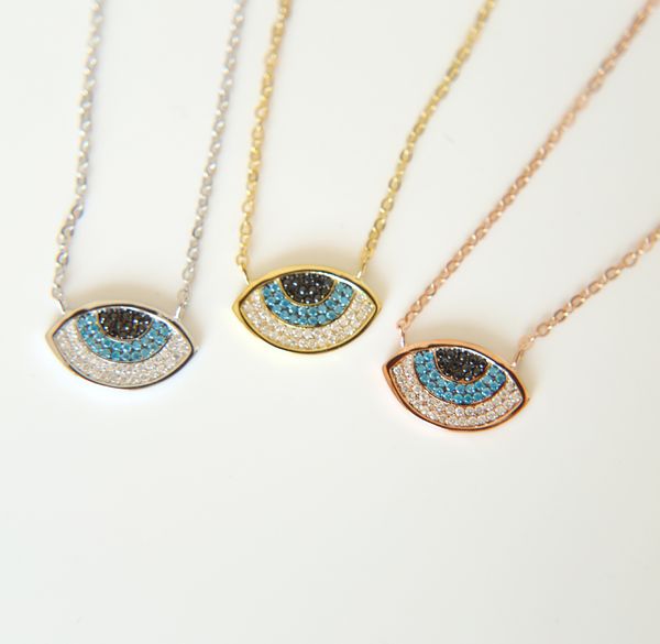 

sell mini evil eye necklace delicate women charm rose gold color eye pendant necklace, Silver