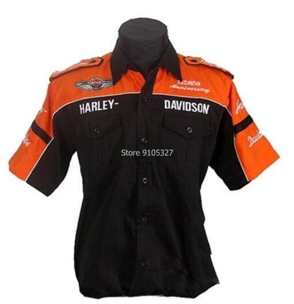 

wholesale- hd casual automobile race clothing full embroidery short-sleeved shirts 3 colous summer f1 fashion suits, White;black