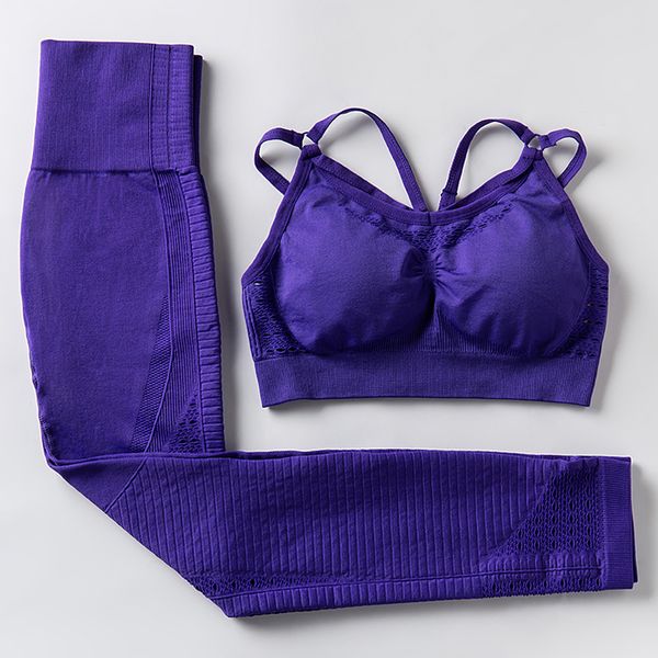 

2pcs energy seamless yoga set strappy sports bra+leggings women sport wear workout sports suit gym set fitness clothing, White;red