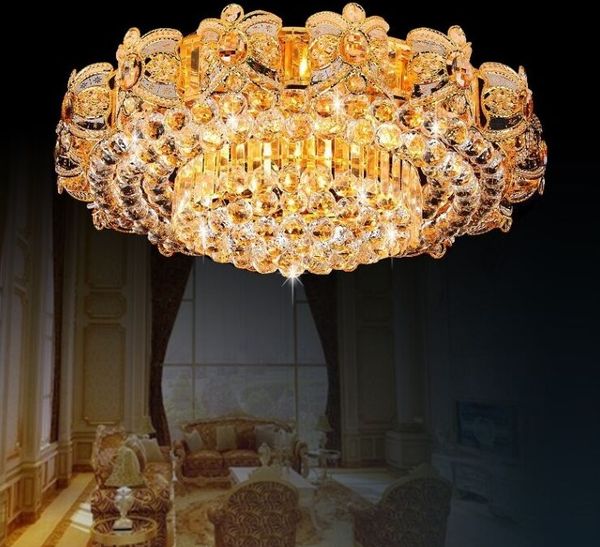 Nuova lampada rotonda a LED in cristallo soggiorno hall elegante ristorante atmosfera camera da letto villa plafoniere oro MYY