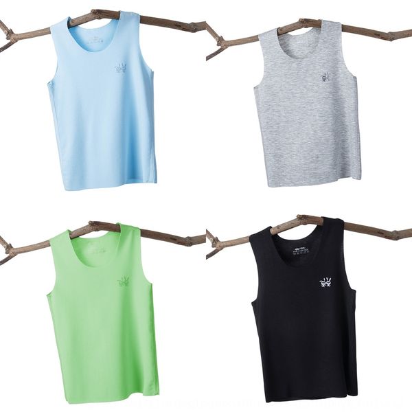 

children's traceless ice silk male and female children modal vest vest short sleeve children's solid color round collar half sleev, Blue