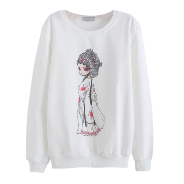 

autumn women harajuku tracksuits clothing fashion hoodies character print round neck female hoodies sweatshirts, Black