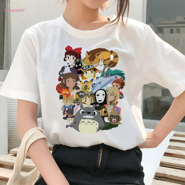 

spirit away totoro t shirt clothes cartoon anime modal japanese women tshirt t shirt female kawaii ghibli miyazaki hayao femme, White