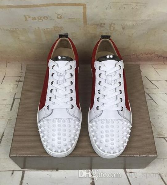 

perfect brands black red suede leather spikes sneakers shoes low new for men party designer red bottom sneaker party wedding with box