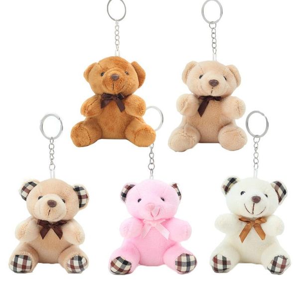 

10cm bear pendant plush keychains stuffed animal plush doll key chain bear doll birthday plush keychains gift for kids girls key rings, Slivery;golden