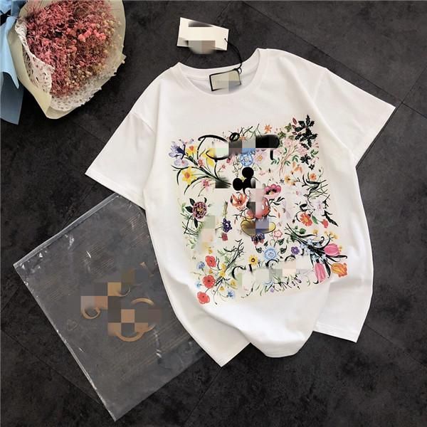 

20fw mens 2020 роскошная дизайнерская одежда лето с коротким рукавом мужская женская футболка грудь limited oilpaintingseries flowersrat pri, White;black