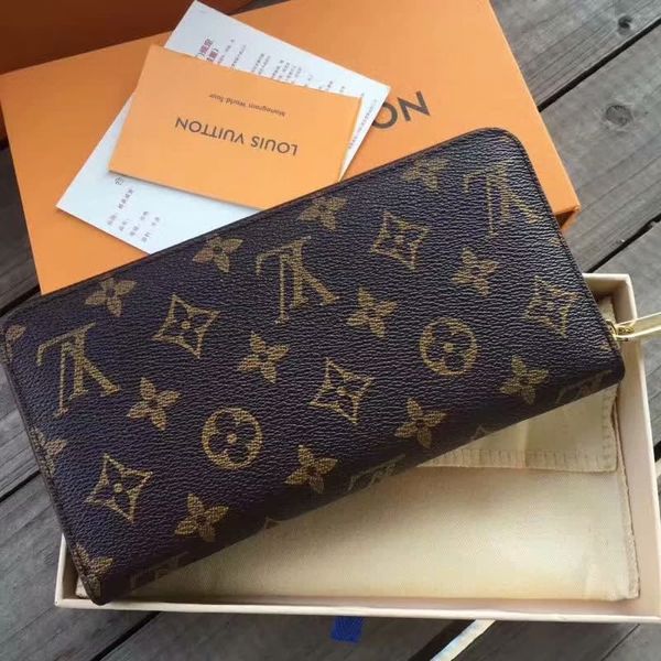 

plaid purse leather long wallet woman men zipper coin clutch card id holders monogram lv wallet