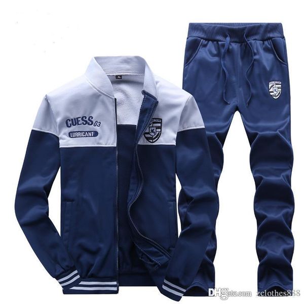 

new mens designer tracksuit men set quality fleece sweatshirt + pants male tracksuit sporting sweat suits mens sets tracksuit men, Gray