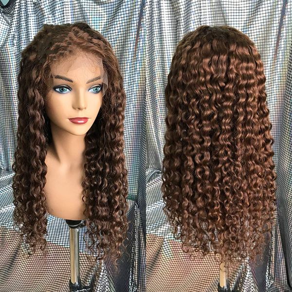 

light brown lace front human hair wigs for black women 4 pre plucked deep wave curly brazilian remy hair wigs with baby hair 30 24inches