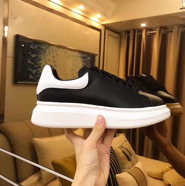

2019 luxury designer men women sneakers fashion white leather platform shoes flat casual party 5shoes with box l14, Black