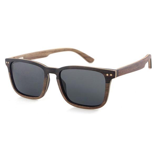 

dropshipping american spring hinge wood frame sun glasses polarized men square ebony wooden laminated sunglasses, White;black