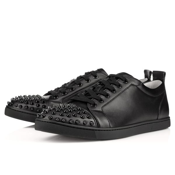 

new arrival designer fashion red bottom studded spikes flats shoes for men women black white party lovers casual sneakers t05