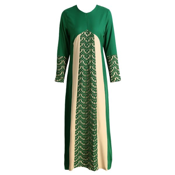 

new fashion women muslim maxi dress contrast color pitches long sleeve abaya kaftan islamic indonesia robe long dress g3691gr-l, Red