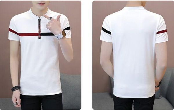 

лето 2019 новые мужские с коротким рукавом корейской v-воротник половина рукава рубашки, лето нижняя рубашка ysmile y 78, White;black