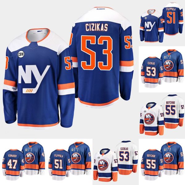 

#53 Casey Cizikas Jersey New York Islanders CBW Patch 44 Dennis Seidenberg 47 Leo Komarov 51 Valtteri Filppula Johnny Boychuk Hockey Jerseys