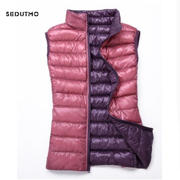 

sedutmo 2018 winter plus size 3xl womens down jackets ultra light vest duck down coat short puffer jacket tank waistcoat ed1237, Black