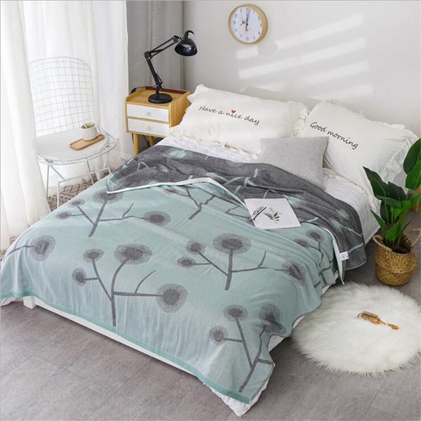 

2 layers soft lightweight bamboo cotton muslin blanket quilt bedding coverlet bedspread 150x200cm