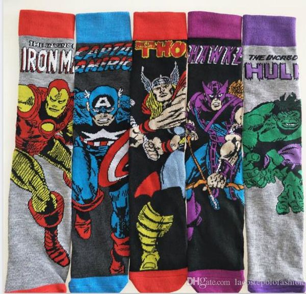 

men designer marvel movie peripheral socks active cartton hero series print homme socks casual mid calf hosiery, Black