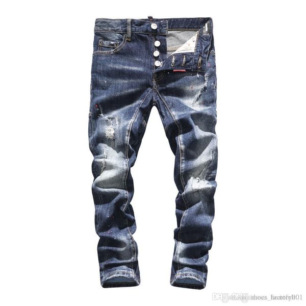 

brand jeans mens luxury designer jeans baggy biker high waisted ripped rock revival black skinny men jean jeckets long pants trousers 083, Blue