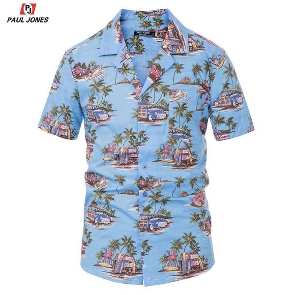 

jones men's casual floral print shirt 98% cotton summer beach hawaiian shirt short sleeve shirts for vacation 2020, White;black
