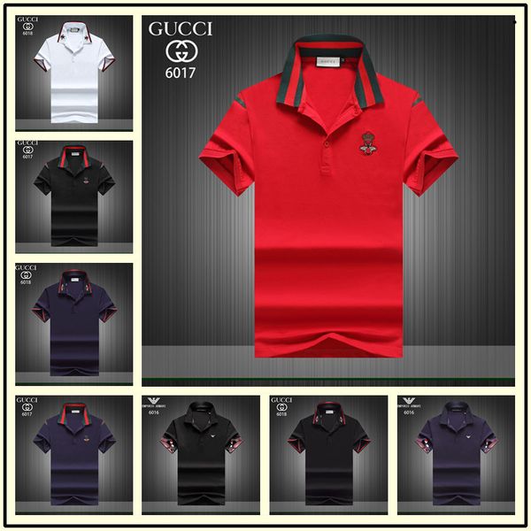 

2019 italy designer polo shirt t shirts luxury snake bee floral embroidery mens brand tiger snake bee polos high street fashion polo t-shirt, Black