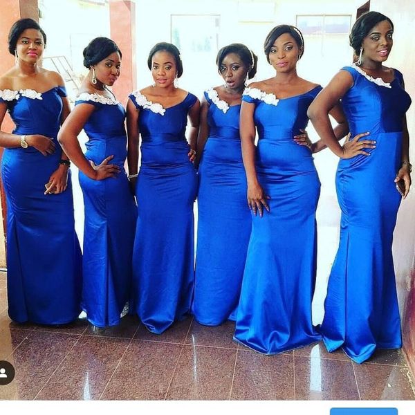 Русалка Royal Blue African Bridesmaid платья Площадь Plus Bond Mariage Forman Formate De Demoieselles D'Honneur Party Prom Proмитеблиоты свадебный гость