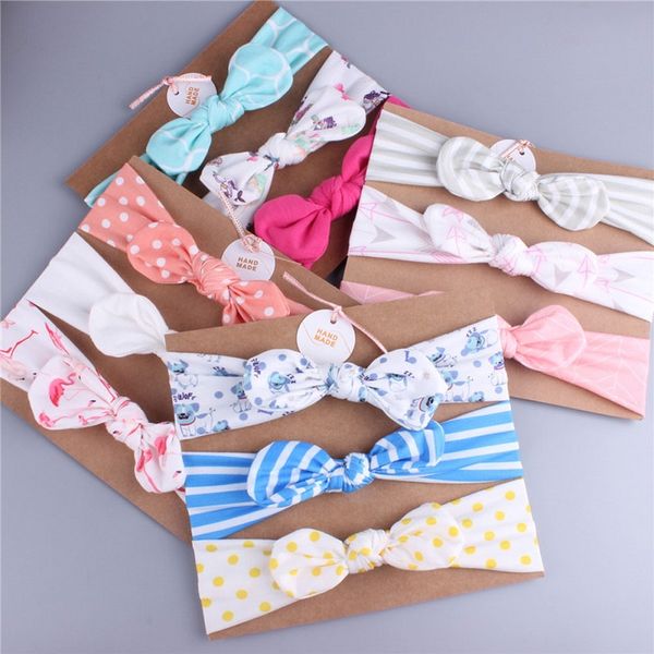 

pudcoco elastic hairband toddler girls head band flower print bowknot headband baby hair accessories, Slivery;white