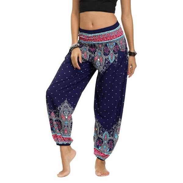 

women's pants & capris 2021 sarouel femme ruched high waist floral dots summer harem beach party sweatpants women wide leg fitness trou, Black;white