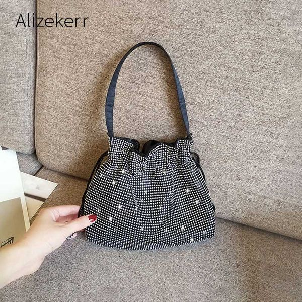 

bling diamonds evening bag women string small bucket handbags shoulder bags ladies dinner clutch purse new
