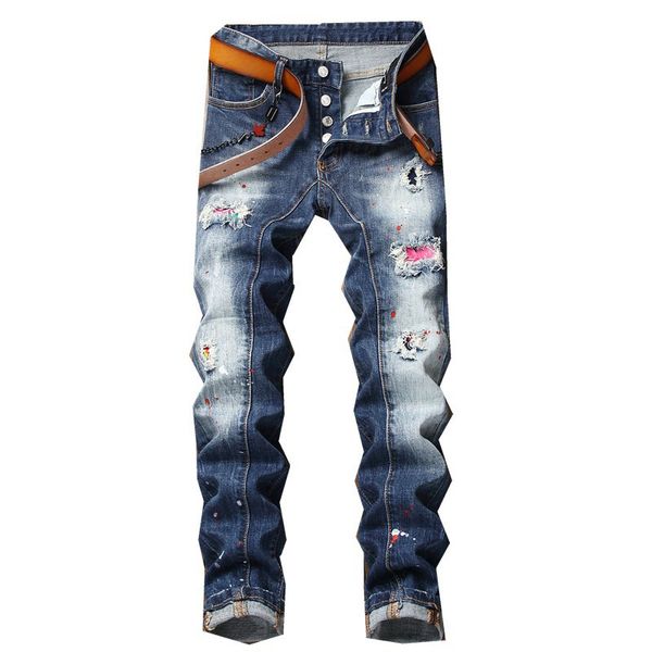 

dsquared2 dsq d2 мужская роскошь дизайнер джинсы джинсы черные рваные штаны лучшая версия мода сломанной отверстие прямой бренд италия велос, Blue