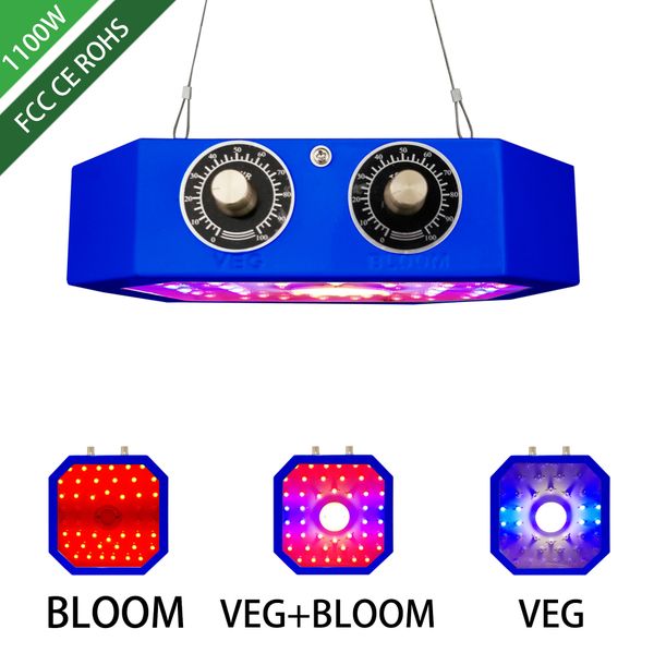 

double chip 1100w, led growth light full spectrum, multilateral blue, suitable for vegetable/flower hydroponic cultivation, eu au, us, uk
