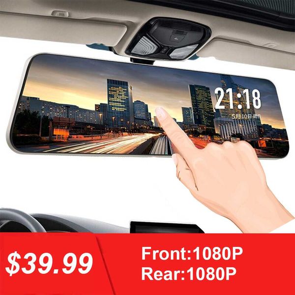 

10'' car rearview mirror auto recorder 1080p fhd rear view mirror car dvr super night vision streaming media dash cam dvr