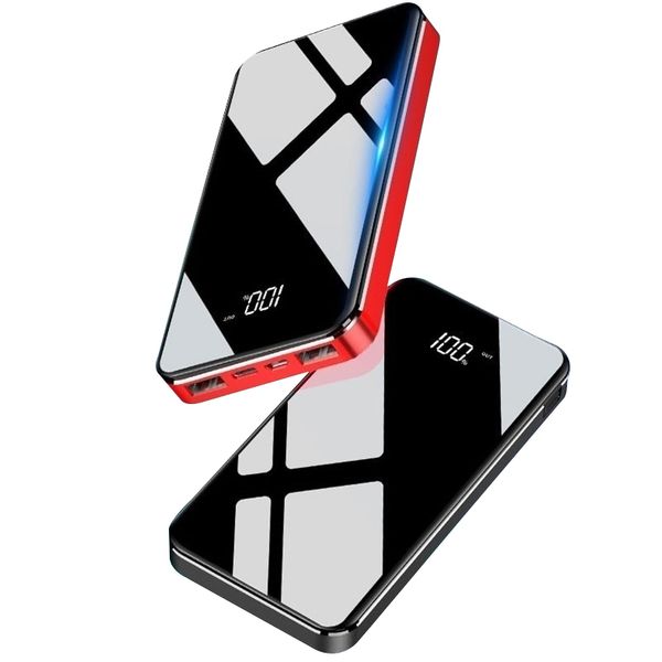 

30000mah power bank large capacity portable travel mirror dual usb charger external battery charging digital display powerbank