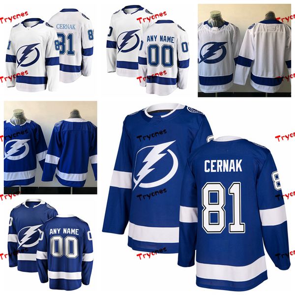 

2019 erik cernak tampa bay lightning stitched jerseys customize mens home blue shirts #81 erik cernak hockey jerseys s-xxxl, Black;red