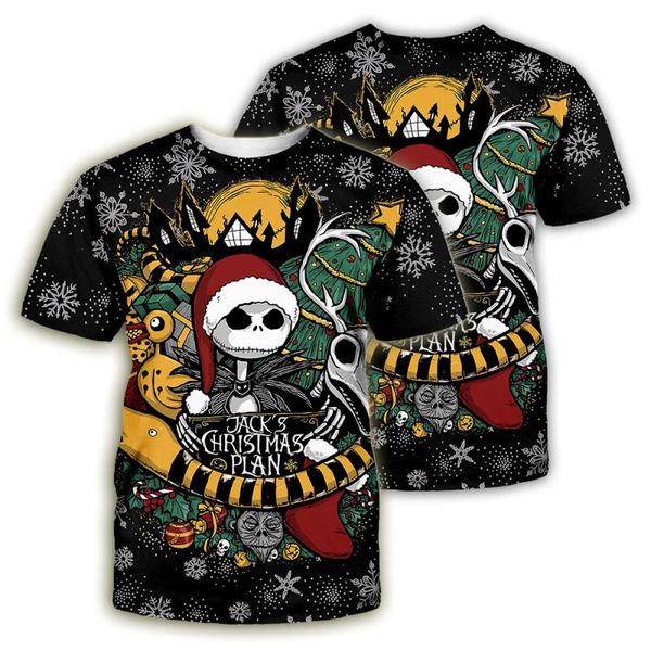 

2020 моды метанию роскошь mens конструктора тенниски тенниски тенниска рождество jack sally 3d printed с коротким рукавом футболки мужские о, White;black