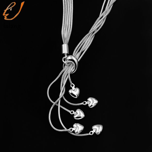 

fashion jewelry love 5 hearts necklace pendant couple jewelry valentine christmas gift sterling pendant necklace, Silver