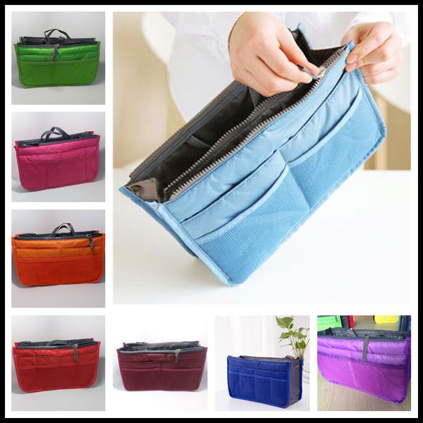 

double zipper cosmetic bag handbag large capacity multiple pockets storage bags travel beach protable card bags multifucation pouch tote, Black