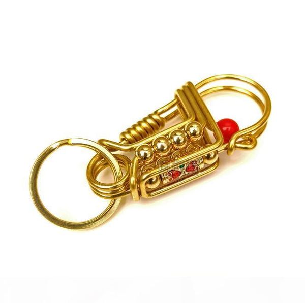 

purely handmade key chain in brass & stainless steel heart in heart car key rings beads key holder, Slivery;golden