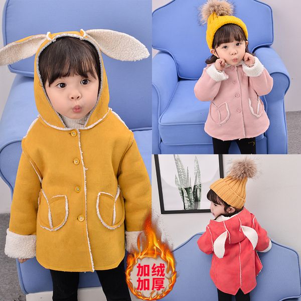 

girls coat plus velvet thick coat 2019 new korean children suede lamb hair rabbit breeches, Camo