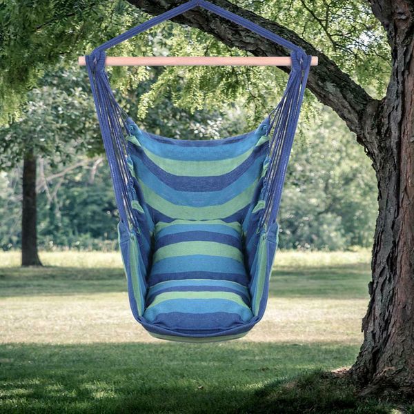 

portable hanging rope hammock chair garden patio camping porch swing seat new