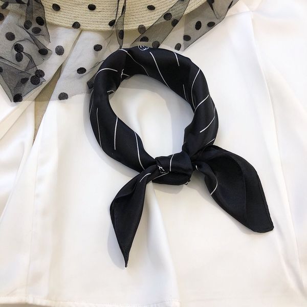 

ladies' fashion 2020 100% silk versatile small square towel temperament elegant dress with soft comfort size50*50, Blue;gray