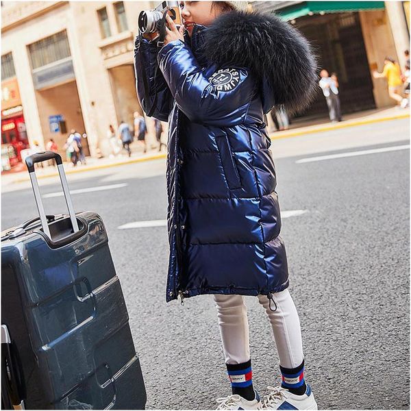 

kids brand down coat boys and girls luxury outwear children solid color coat warm keeping hooded bright coat new fashion style high quality, Blue;gray