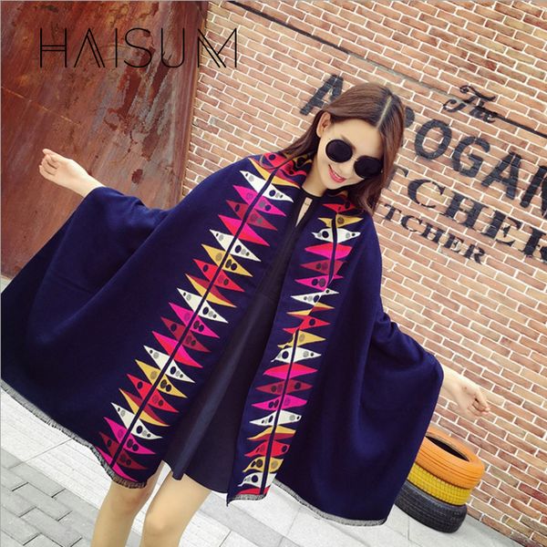 

fashion imitation cashmere warm lady's shawl scarf winter geometric rhombus thick double-sided pentagram woman scarf w032, Blue;gray