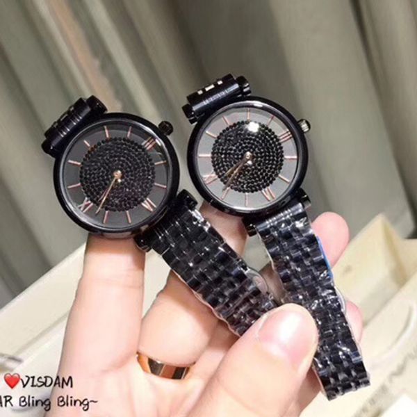 

famous design luxury all black women dress watches diamonds japan movement cool lady quartz clock nice leisure lady wristwatch dropshipp, Slivery;brown