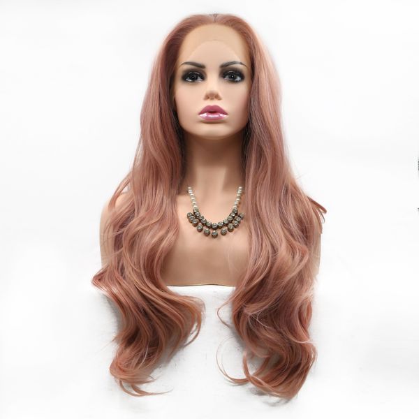 

euro-american selling 24 inch pink mix color deep wave lace front wigs heat resistant for women, Black