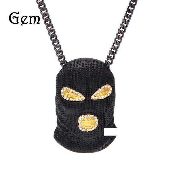 

2017 new gold mask hip hop bling necklace mens gold jewelry iced out women men gift hip hop csgo pendant necklace jewelry, Silver