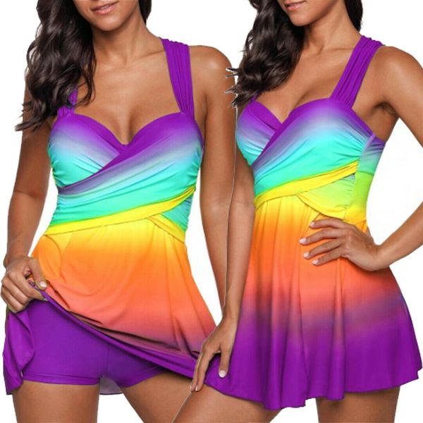 

2019 fashion trend women bikini swim dress padded tank shorts suit swimwear bathing swimsuit tankini beach party wear