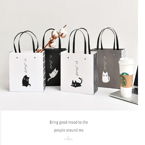 

ale high-quality cute kitty pattern shopping bags wedding&birthday gift bags package&storage portable rivet hand rope